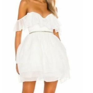NBD white off shoulder mini dress size S